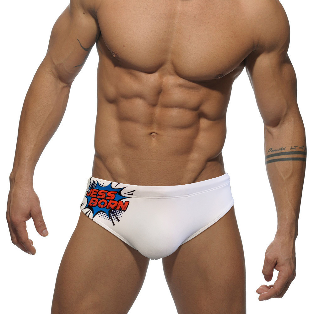 JESSBORN men's swimming trunks fashion printed sexy low waist triangle swimming trunks Beach Spa youth swimsuit