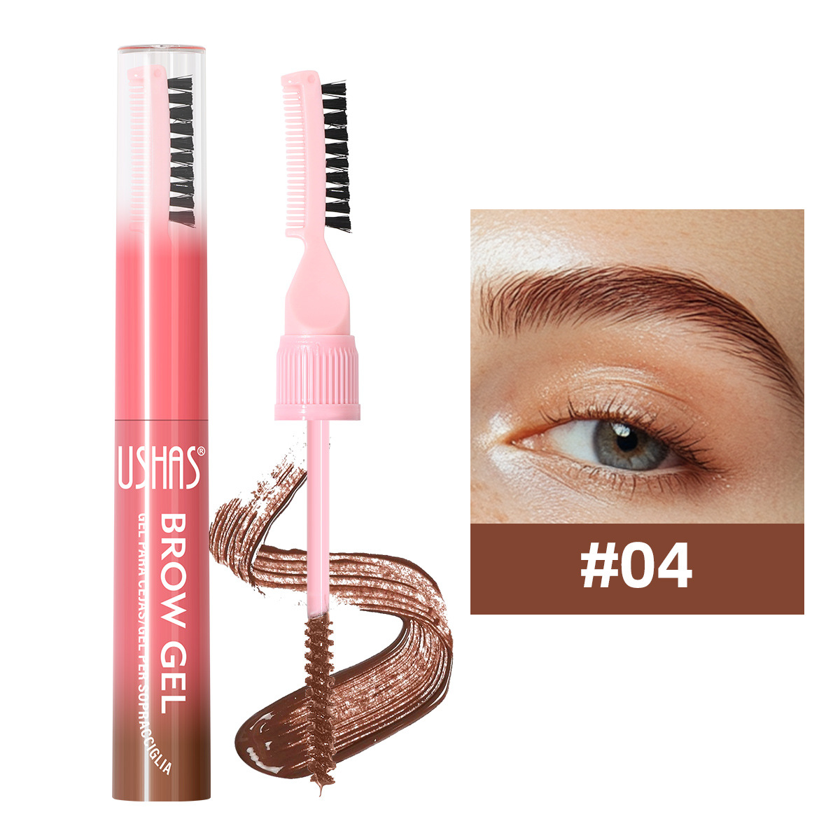 USHAS Europa y los Estados Unidos punto transfronterizo venta impermeable duradero doble cabeza cepillo de cejas gel UC155 image 10