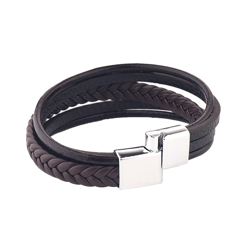 1 Piece Quantity Casual, Holiday Occasion Simple Style Streetwear Geometric Pu Leather Alloy Men's Bracelets