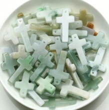 天然A货翡翠缅甸玉器三彩十字架吊坠DIY手工玉石饰品配件玉坠散珠