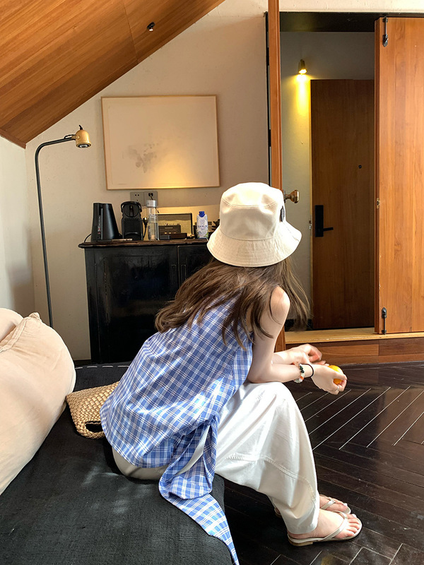 【现货】im向 伦敦格调 时髦简系格纹上衣女夏设计感绑带格子背心|undefined