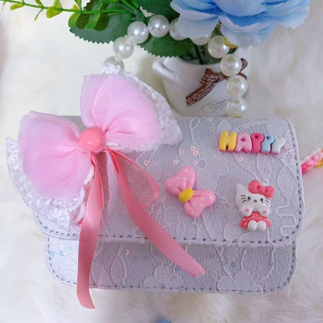 Bolso de mano de perlas bolso de princesa arco bolso de hombro de Año Nuevo bolso de cadena bolso de niños de viento fragante