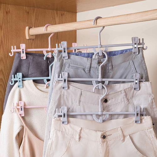 A3031 household plastic rotating trouser clip, skirt clip, trouser rack, telescopic trouser clip, multi-layer superimposed trouser clip