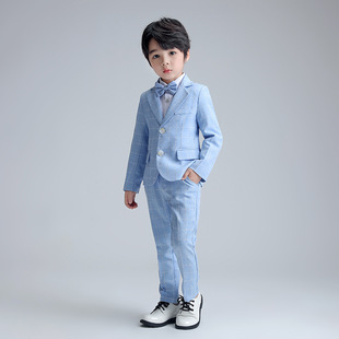 Children's dress spring new British Plaid small suit boy gentleman piano host performance costume suit generation