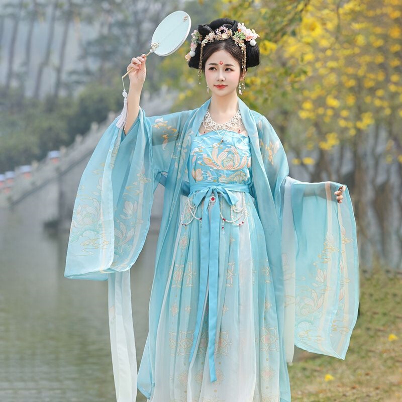 Plus-Size Hezi Skirt, Tang Dynasty Style, Thin Hanfu for Women, Conceals Body Fat, Chest-Length Ruqun, Embroidered, National Trend, Spring and Summer
