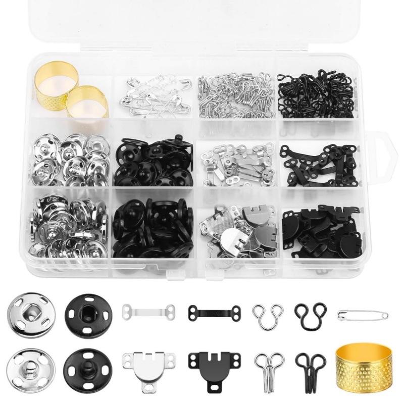 112对缝纫钩扣套装 多款式缝纫DIY手工制作缝补套盒手缝钮扣