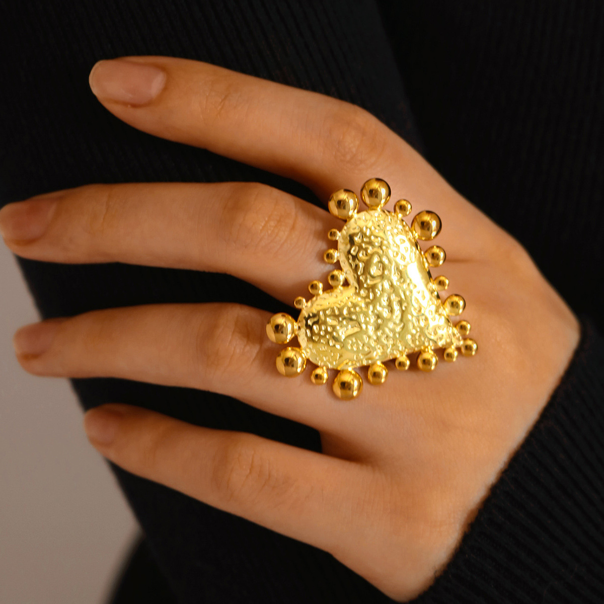 Holiday, Daily Occasion 304 Stainless Steel Material Wholesale Jewelry Retro Heart Shape 304 Stainless Steel Plating Rings
