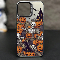 ハロウィンにぴったりのパンプキン柄iPhone14promax/15/16/13/12/11p用スマホケース、ゴースト風で面白くておもしろい
