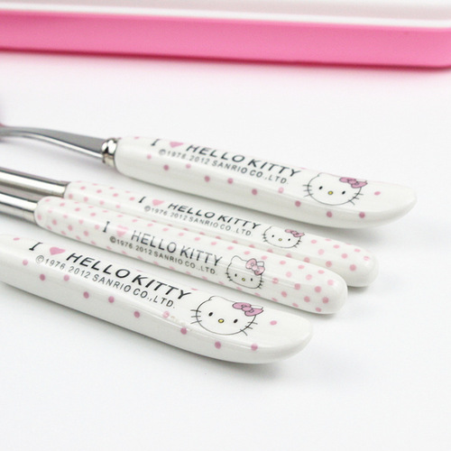 Wholesale of cute cartoon children's tableware, student portable food grade 304 stainless steel tableware, spoon, fork and chopsticks set