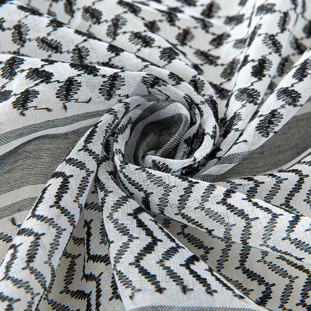 Foulard Arafat Spot Arafat Foulard carré à carreaux Foulard jacquard en polyester Grand foulard carré arabe du Moyen-Orient_voghion.com