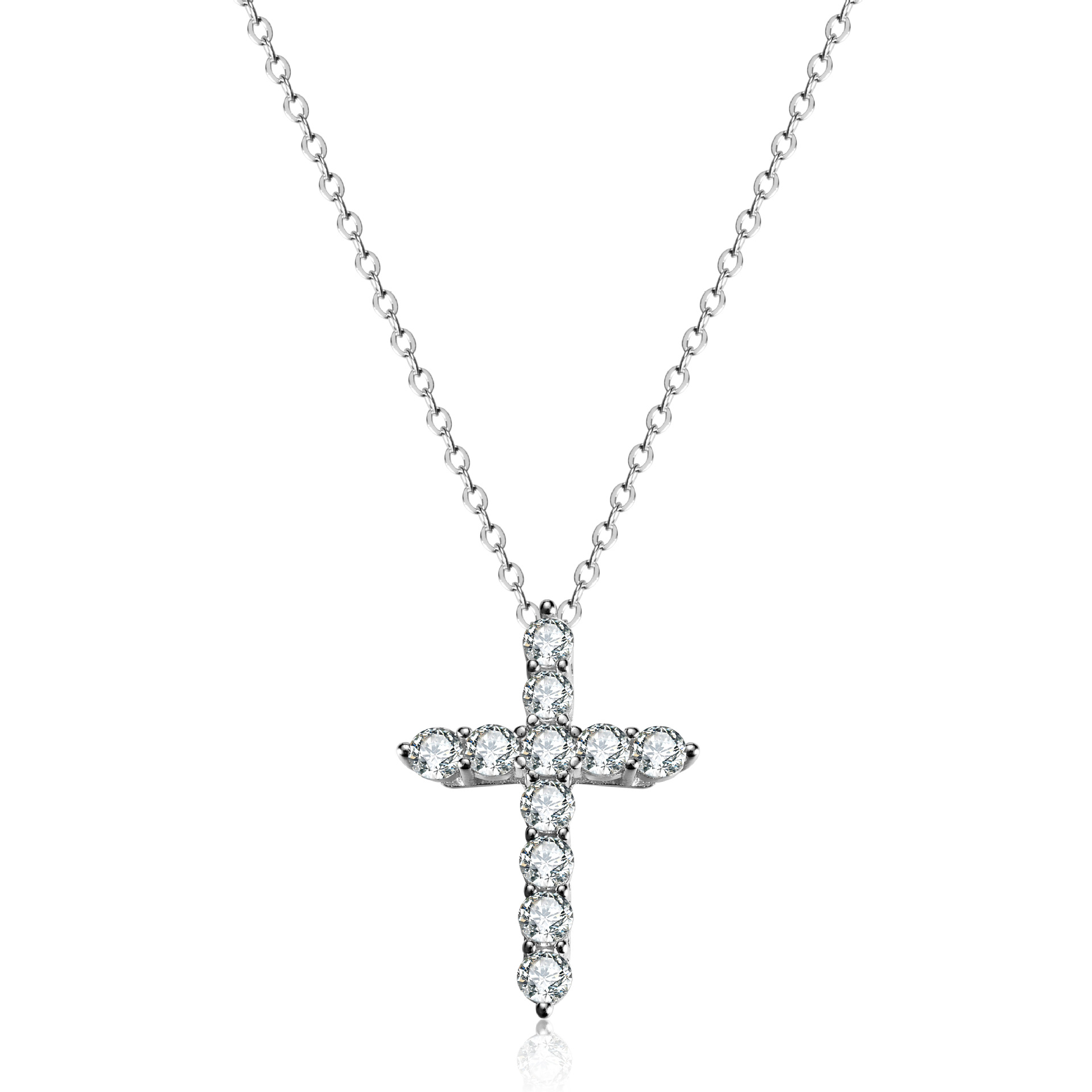 4g Weight Rhinestones Inlay Material 925 Sterling Silver Rhinestones Geometric Pendant Necklace