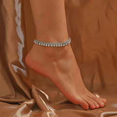 跨境專供3mm5mm腳鏈輕奢時尚飾品女小眾個性鑲鑽腳鏈廠家批發