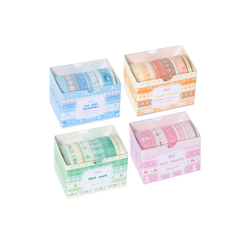 Sugar Poetry Flash Set de arena y papel Cinta itinerante Serie Fair Island Cinta básica coreana para collage de cuentas de todo fósforo