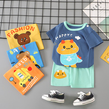 儿童短袖套装纯棉新款男童t恤夏季女童短裤婴儿衣服韩版童装批发