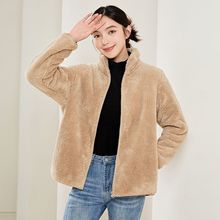双面摇粒绒外套女秋冬季保暖加绒加厚宽松棉衣外穿抓绒开衫夹克女