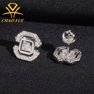 New 925 Silver vvs Moissanite Exquisite Earrings AliExpress Explosions Main Stone 3.0mm Cross-border Hip-hop Earrings