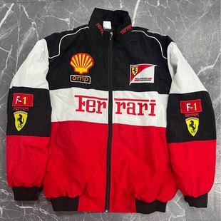 F1 Embroidered Racing Suit Motorcycle Riding Suit Retro European and American Style Autumn and Winter Long Sleeve Cotton Jacket Casual Jacket