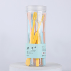 Bucket Toothbrush 10-Piece Set Candy Smiling Soft bristle Toothbrush with Morandi Color Head Cover Travel Family Set