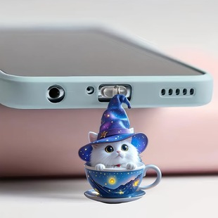 2D New Acrylic Cute Blue Teacup Cat 2025 for Iphone/Type-