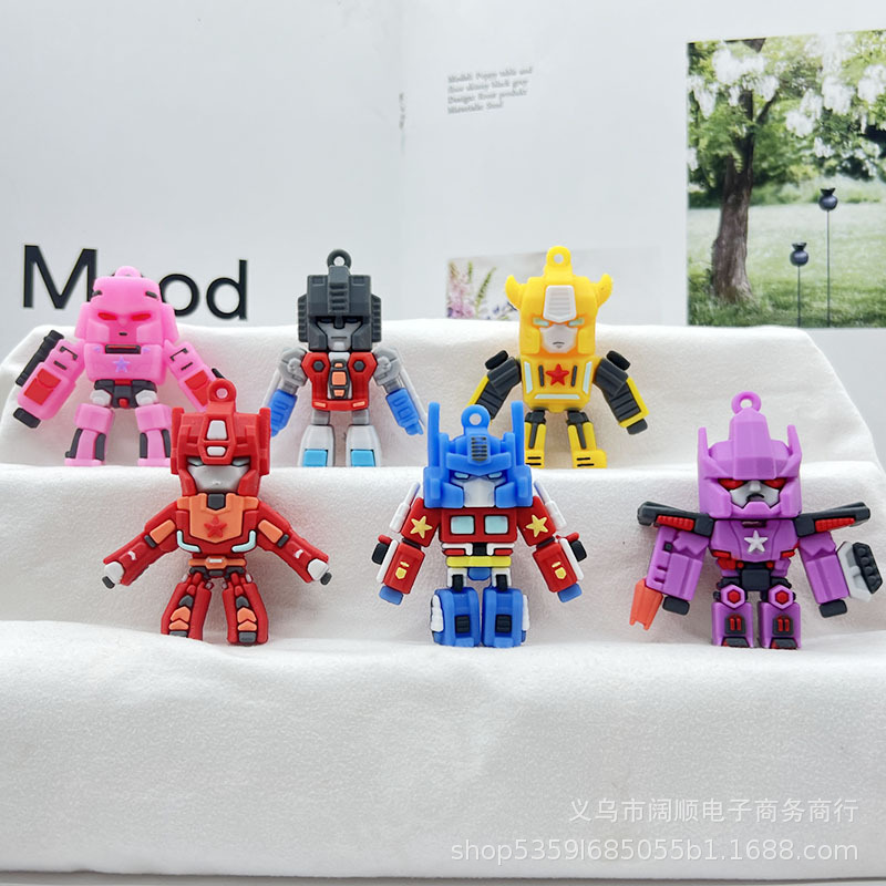 Creative Transformers Keychain Doll Pendant PVC Key Chain Car Bag Hole Shoes Accessories Handmade DIY
