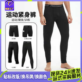 跨境篮球紧身裤七分五分高弹力速干健身足球训练运动男打底压缩裤
