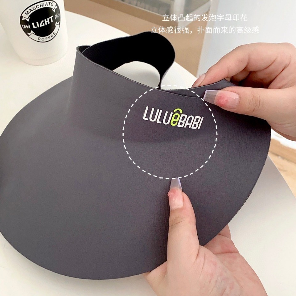 Finna Fu & gorra solar de borde grande 2024 sombrero de verano de hielo sombrero de sombrero alargado sombrero vacío gorra chica caliente