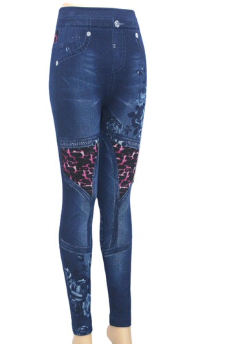 Women's thin slimming invisible jeans leggings with high waist, high elasticity, warm and thick 9-inch long pants