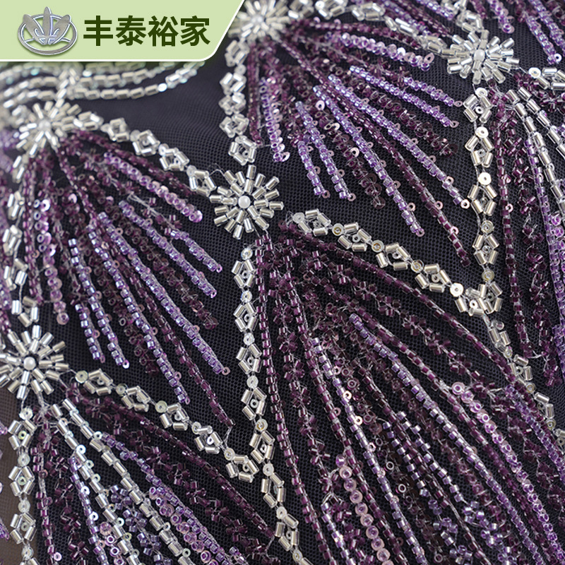 Tubo de perlas africanas sequinado tela de malla vestido de boda vestido de escenario vestido de tela de bordado industrial pesada bordado por computadora