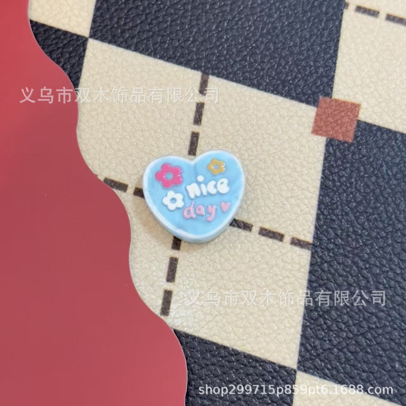 23*25mm印花浮雕nice day花朵爱心板材珠 diy手机链包挂车挂配件|undefined