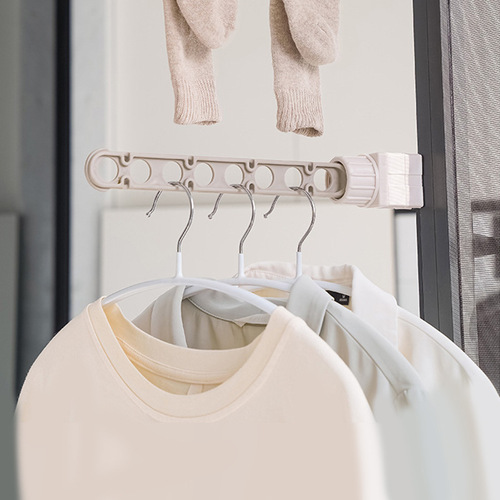 Rotating snap-on elastic 8-hole hanging hole window clothes drying rack travel outdoor anti-theft net hanging rack clothes drying rod wholesale