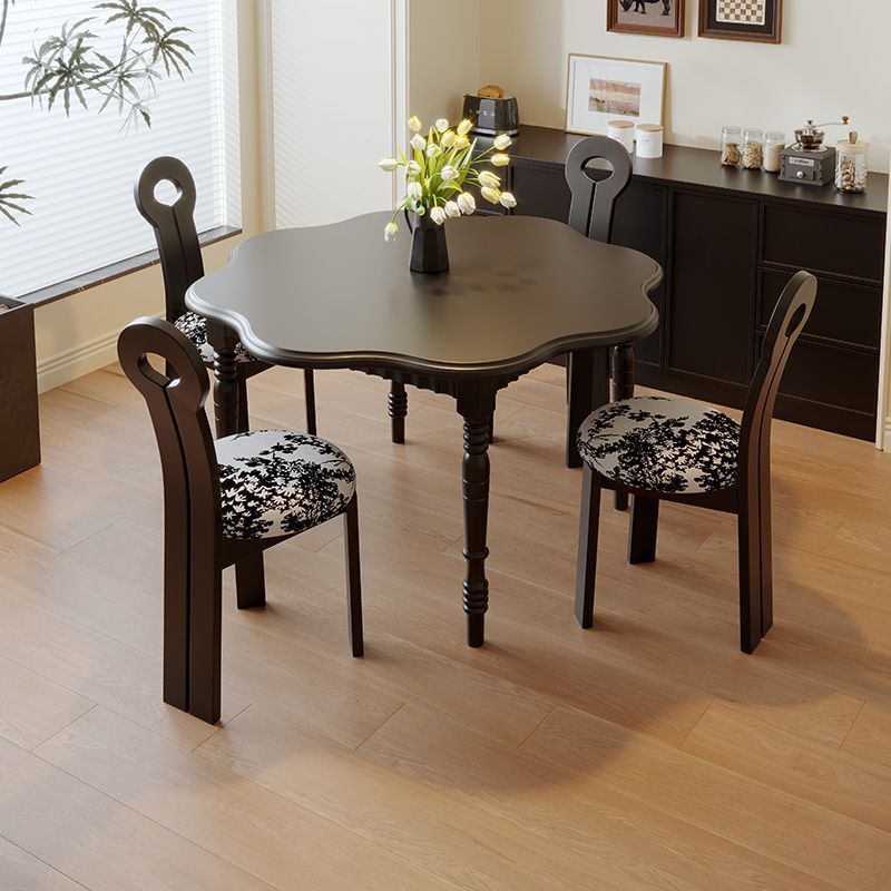 Mesa de comedor francesa estilo retro mesa de comedor redonda de madera maciza pétalos negros americanos moderna simple pequeña mesa redonda doméstica