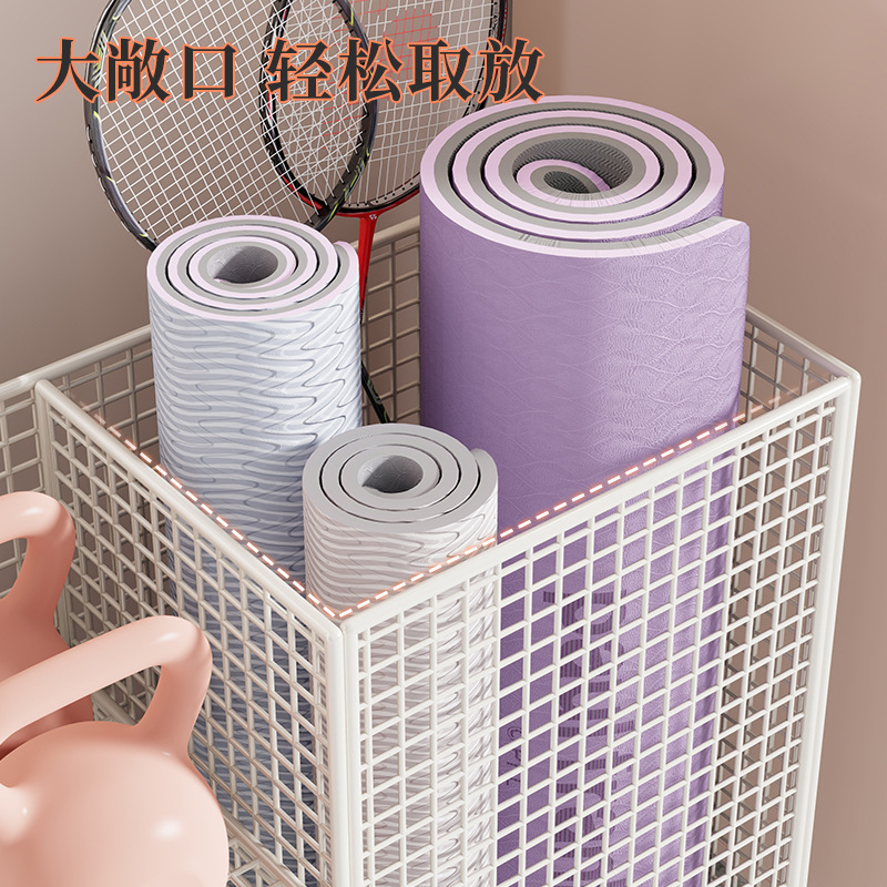 瑜伽垫收纳筐家用运动工具篮球类体育用品放置神器健身器材置物架|undefined