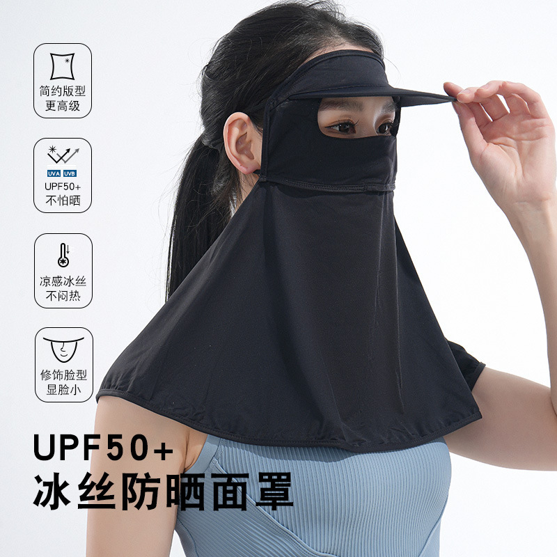Verano máscara solar de seda de hielo máscara solar de protección UV para mujeres máscara de protección solar ensanchada para proteger los ojos y la esquina para proteger el cuello transpirable