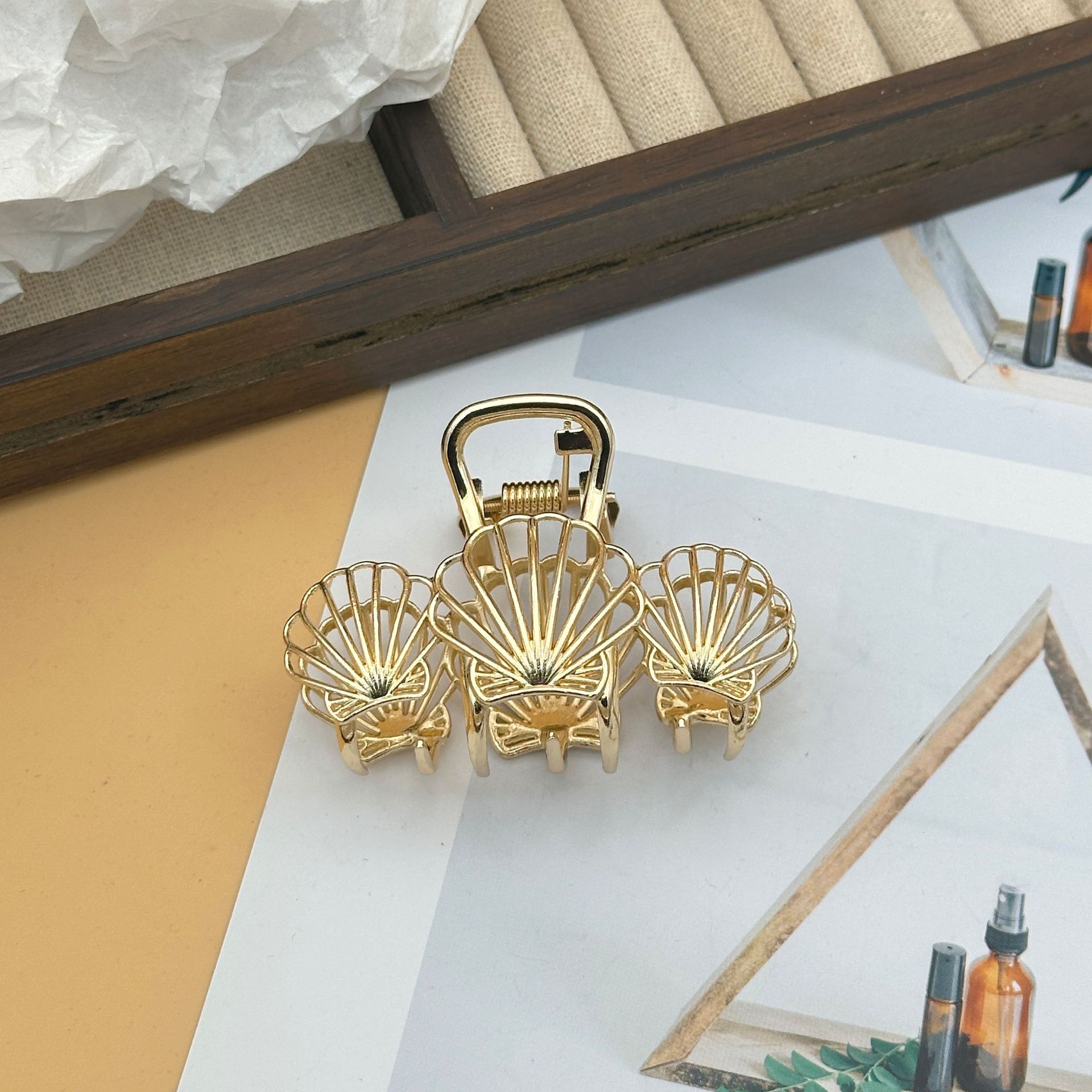 Plating, Hollow Out Design IG Style Marine Style Women's Shell Metal Plating Hollow Out Hair Claws