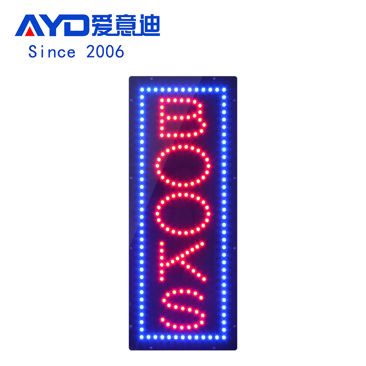 图书馆灯箱广告灯箱书籍店铺营业挂牌标识 LED BOOKS 28x68.5cm