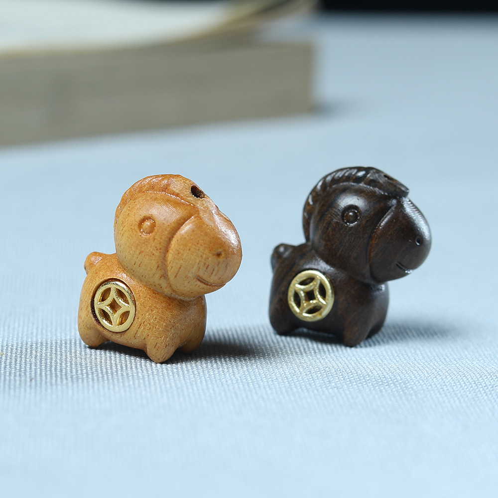 Agarwood inlaid copper wire cartoon pony diy play beads accessories mobile phone chain accessories keychain pendant wholesale