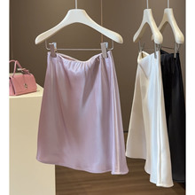 法式醋酸缎面半身裙女夏季2026新款高腰气质修身简约小众A字短裙