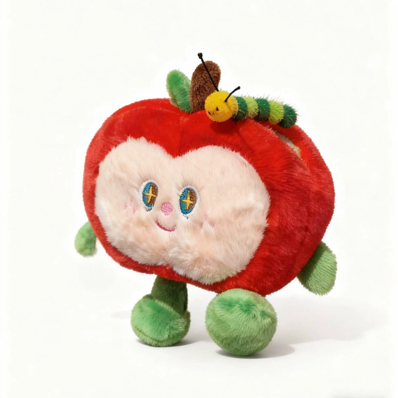 Apple, cute creative plush cartoon toy, children's pendant, caterpillar, Birthday gift