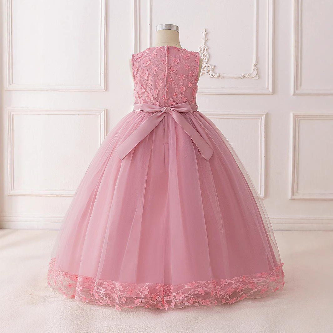 Nuevo vestido para niños, vestido de princesa, vestido de flores lindo, vestido de tutú, niña de las flores, vestido de fiesta, vestido de noche