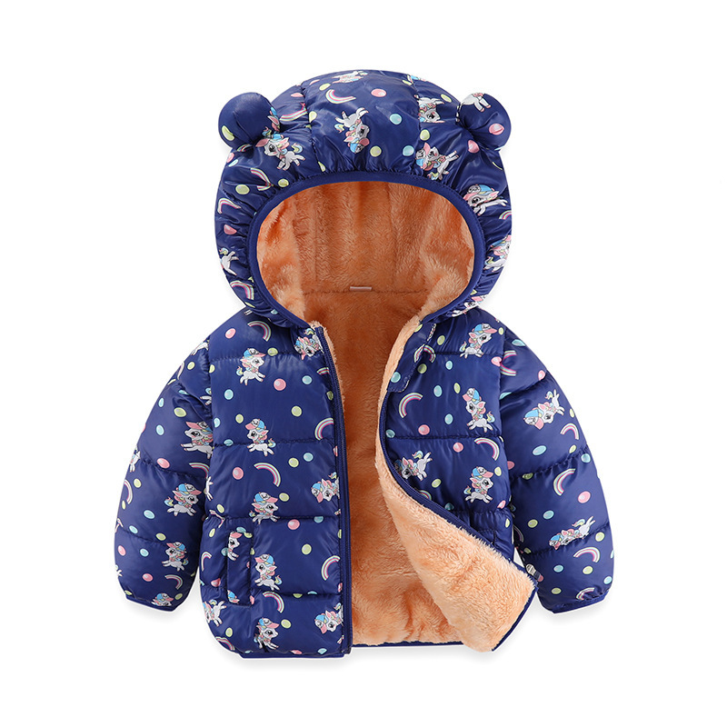 Comercio exterior ropa infantil 2025 nuevo niño plumón chaqueta de algodón impresa para niños y niñas chaqueta de algodón bebé al por mayor