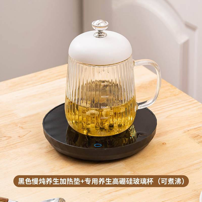 100度智能恒温杯垫高硼硅玻璃平底杯国规插头养生壶套装 送礼用品|undefined