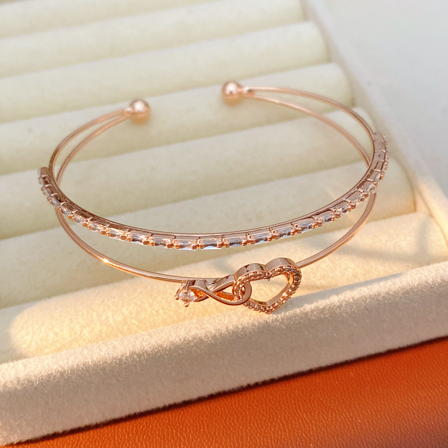 Zheng Zheng Shi amor pulsera de doble capa abierta pulsera de moda coreana exquisita pulsera versátil alta sensación de lujo ligero joyería al por mayor