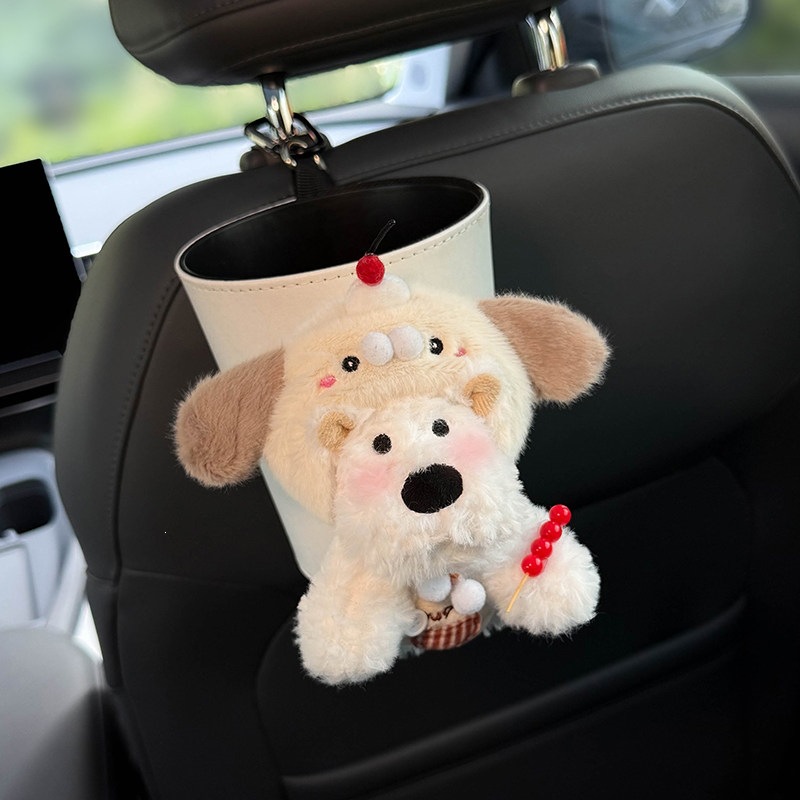 2026 New West Highland Car Trash Bin and Tissue Box 2-in-1 Hanging Car Storage Tissue Bag Cute for Women