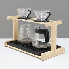 A5L Solid Wood Coffee Equipment Display Rack: Pour-Over Coffee Sharing Pot, Filter Cup Stand, and Aeropress Holder