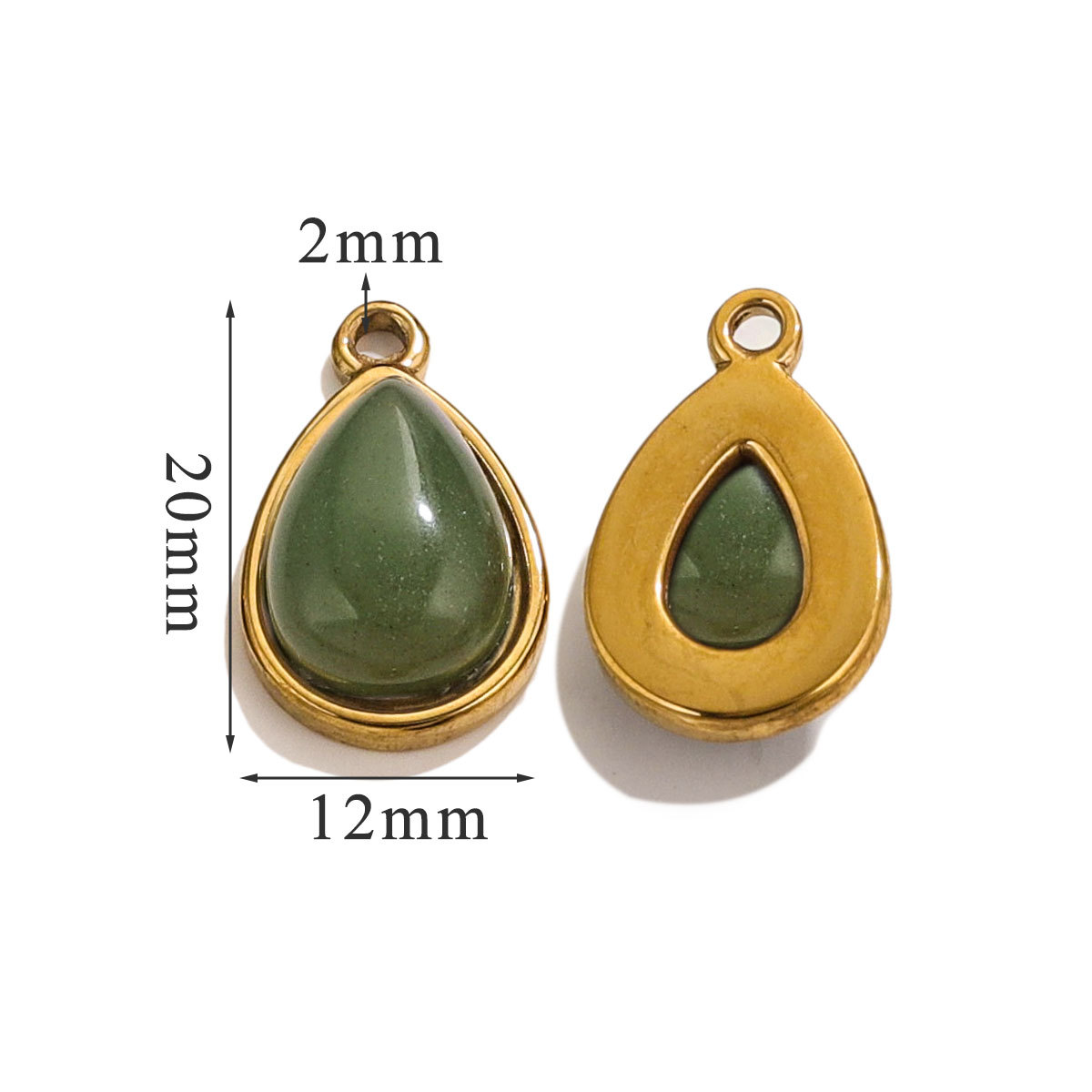 DIY accesorios de joyería gota de acero inoxidable incrustado piedra natural elíptica pequeña colgante pendientes pulseras collares materiales hechos a mano