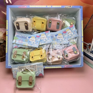 迷你马克龙包包钥匙扣创意ins风皮革零钱耳机收纳挂件少女心批发