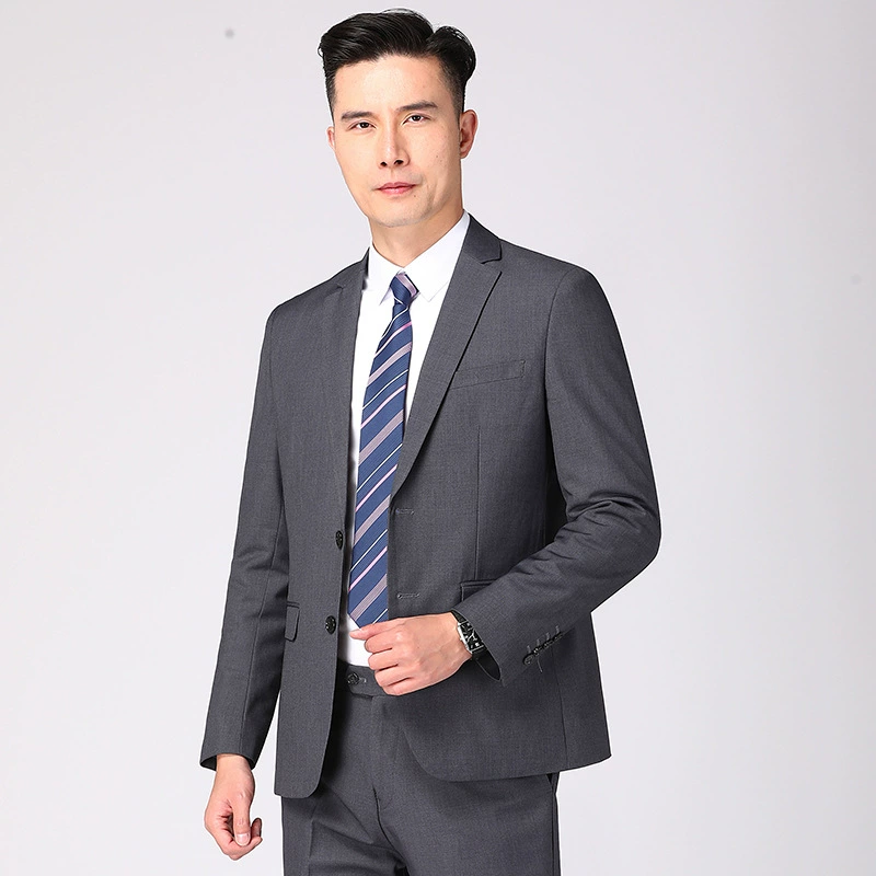 Костюм-костюм Мужской приталенный деловая официальная одежда однотонный профессиональный костюм черный костюм-двойка