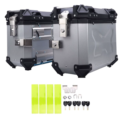 Aluminum Alloy — Motorcycle trunk - 28l-side-boxsilver-embossed