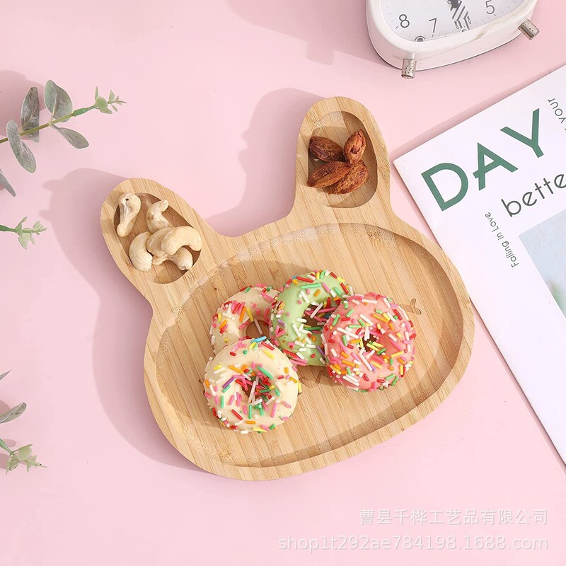 Creative Cartoon Tray Bread Fruit Snacks Solid Wood Wooden Plate Household Children's Supplementary Tableware Wooden Plate