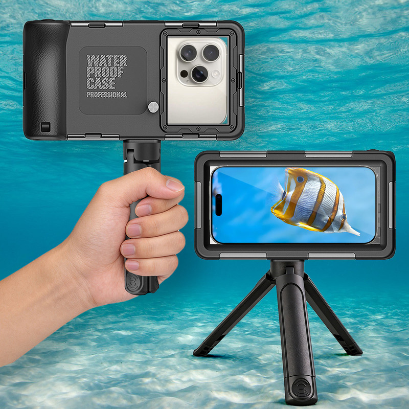New Deep Diving Phone Case Protective Cover + Retractable Handle Tripod Multifunctional Underwater 15m Ip68 Waterproof Phone Case New Deep Diving Phone Case Protective Cover + Retractable Handle Tripod Multifunctional Underwater 15m Ip68 Waterproof Phone Case